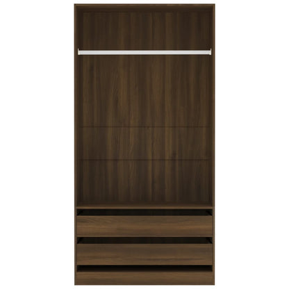 Kledingkast 100x50x200 cm bewerkt hout bruin eikenkleur - AllerleiShop