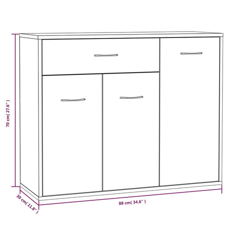 Dressoir 88x30x70 cm bewerkt hout gerookt eikenkleurig - AllerleiShop