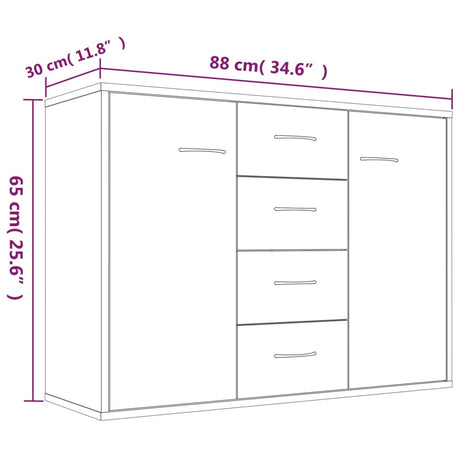 Dressoir 88x30x65 cm bewerkt hout bruin eikenkleur - AllerleiShop