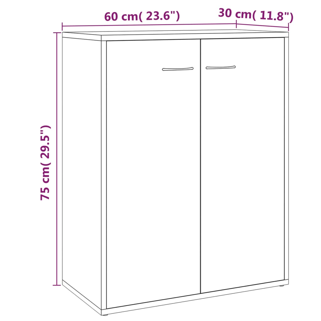 Dressoir 60x30x75 cm bewerkt hout grijs sonoma eikenkleurig - AllerleiShop