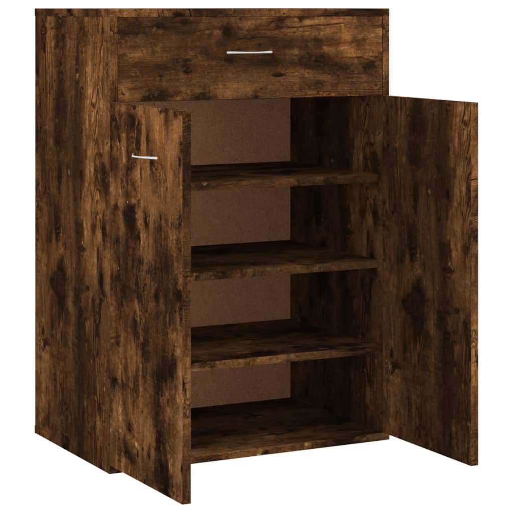 Schoenenkast 60x35x84 cm bewerkt hout gerookt eikenkleurig - AllerleiShop