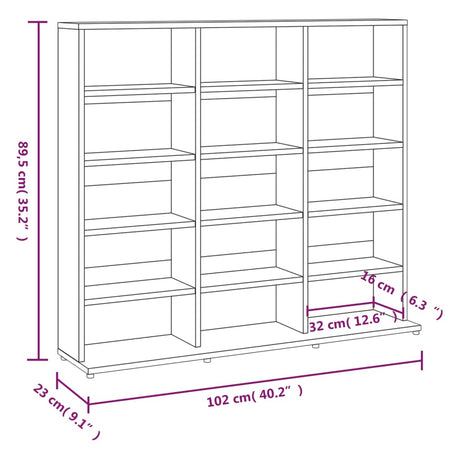 Cd-kast 102x23x89,5 cm bewerkt hout gerookt eikenkleurig - AllerleiShop