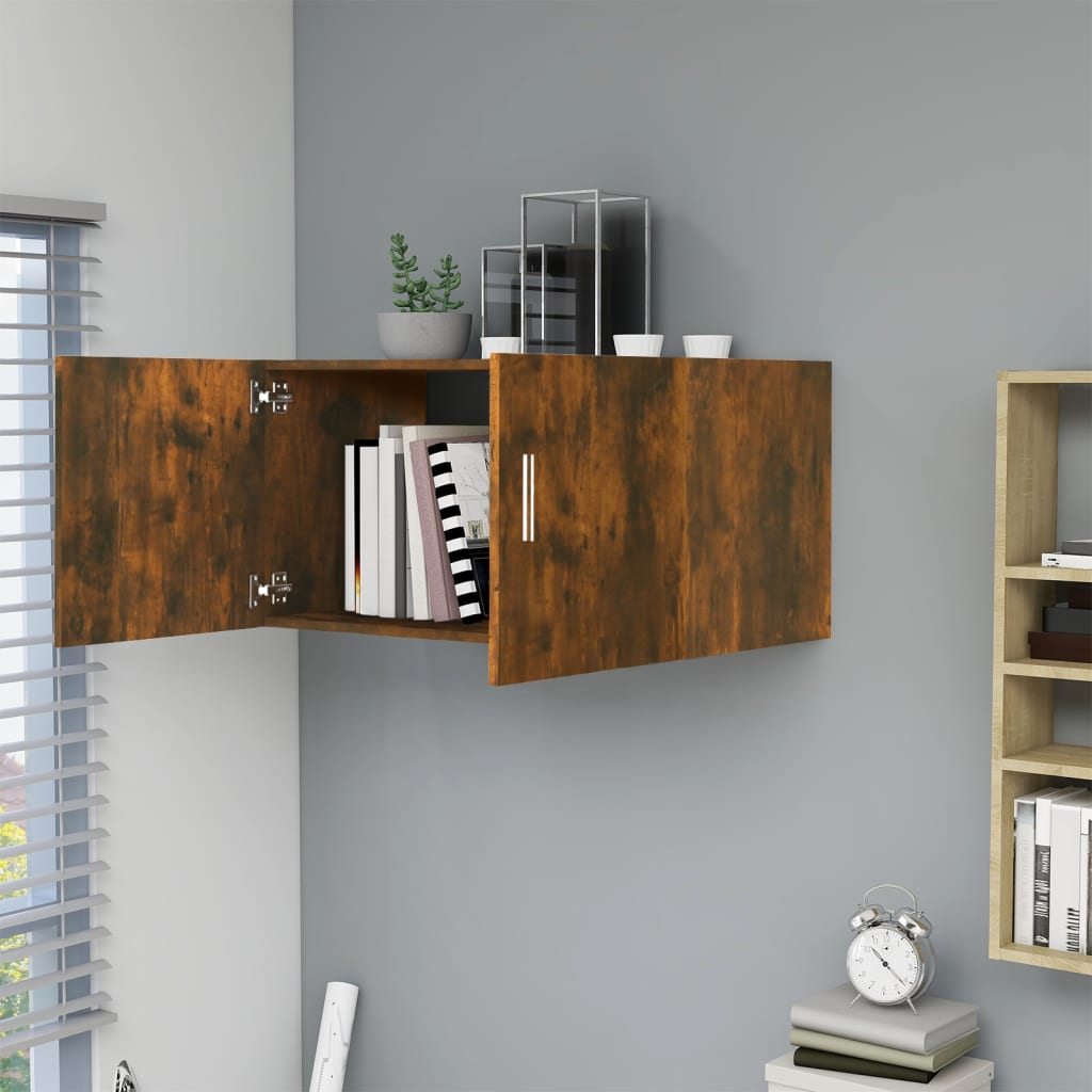 Hangkast 80x39x40 cm bewerkt hout gerookt eikenkleurig - AllerleiShop