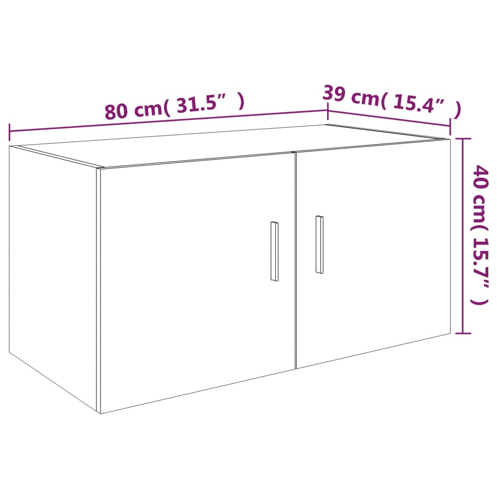 Hangkast 80x39x40 cm bewerkt hout gerookt eikenkleurig - AllerleiShop