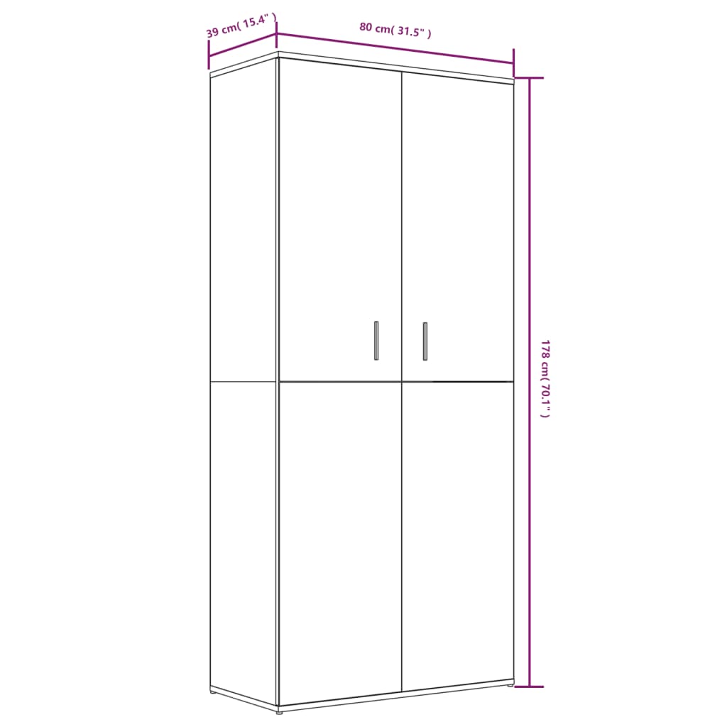 Schoenenkast 80x39x178 cm bewerkt hout gerookt eikenkleurig - AllerleiShop