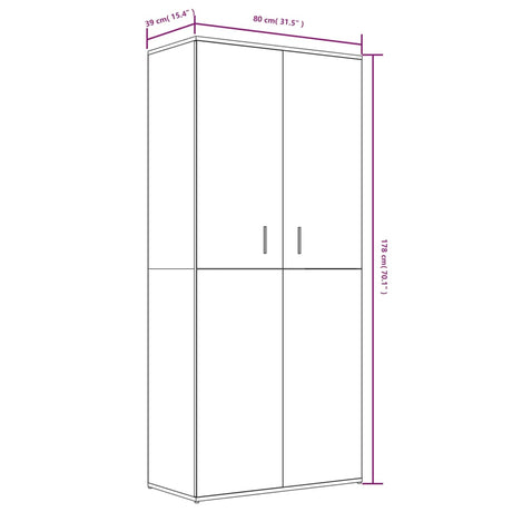 Schoenenkast 80x39x178 cm bewerkt hout gerookt eikenkleurig - AllerleiShop