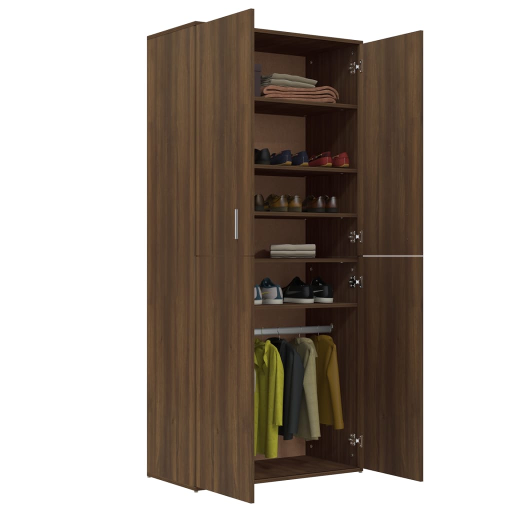 Schoenenkast 80x39x178 cm bewerkt hout bruin eikenkleur - AllerleiShop