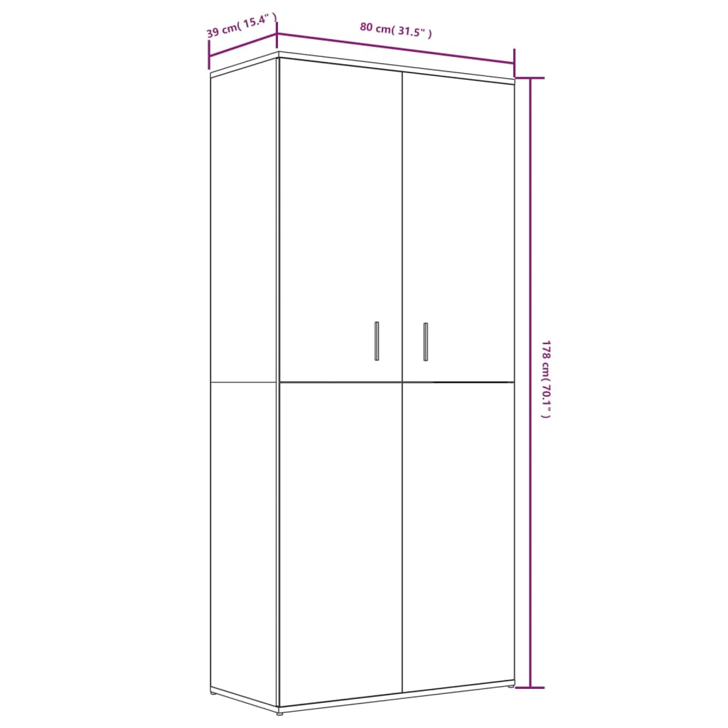 Schoenenkast 80x39x178 cm bewerkt hout bruin eikenkleur - AllerleiShop