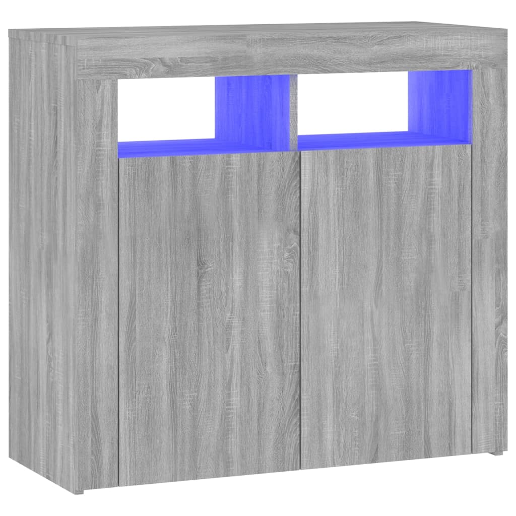 Dressoir met LED-verlichting 80x35x75 cm grijs sonoma eiken - AllerleiShop