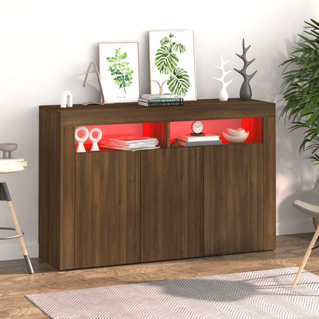 Dressoir met LED-verlichting 115,5x30x75 cm cm bruineiken - AllerleiShop