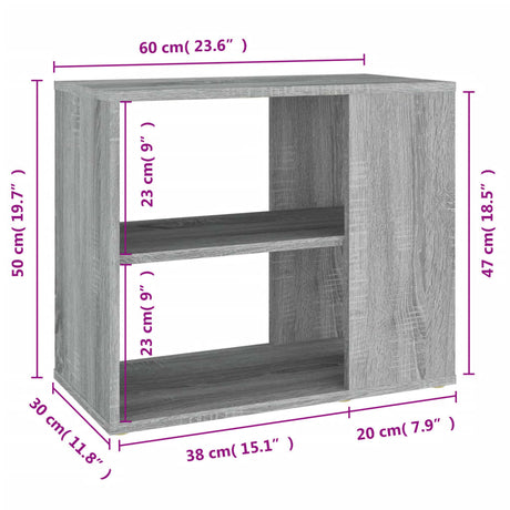 Bijzetkast 60x30x50 cm bewerkt hout grijs sonoma eikenkleurig - AllerleiShop