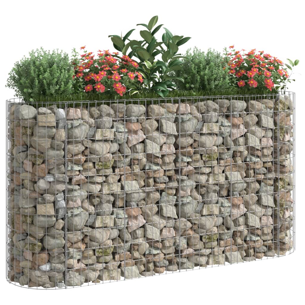 Gabion plantenbak verhoogd 190x50x100 cm gegalvaniseerd ijzer