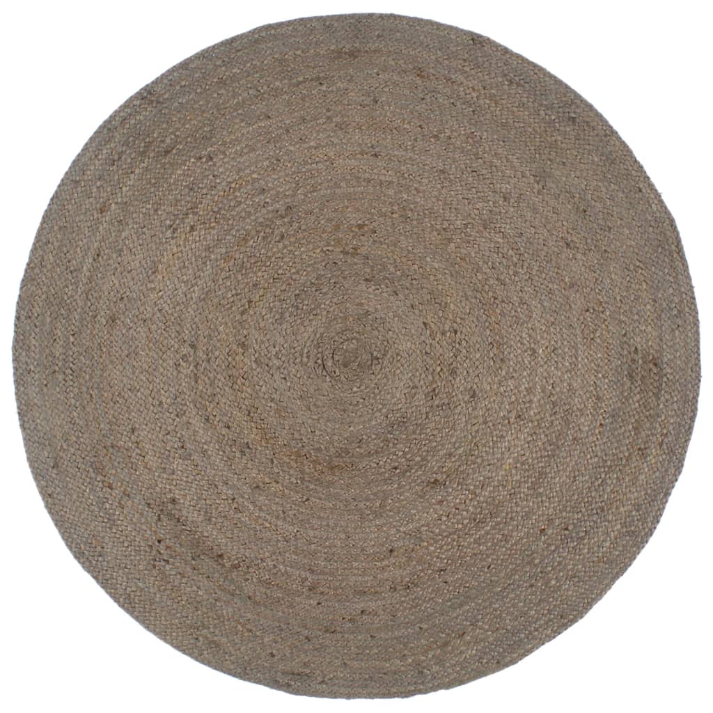 Vloerkleed handgemaakt rond 180 cm jute grijs - AllerleiShop