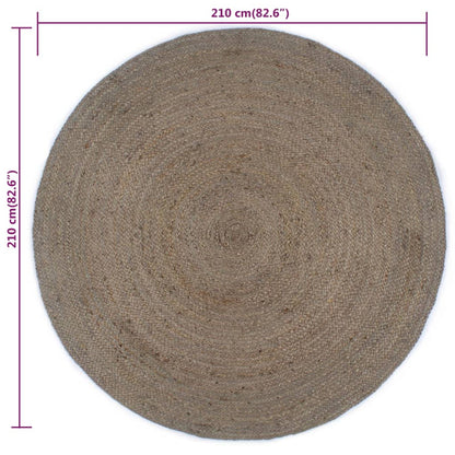 Vloerkleed handgemaakt rond 210 cm jute grijs - AllerleiShop