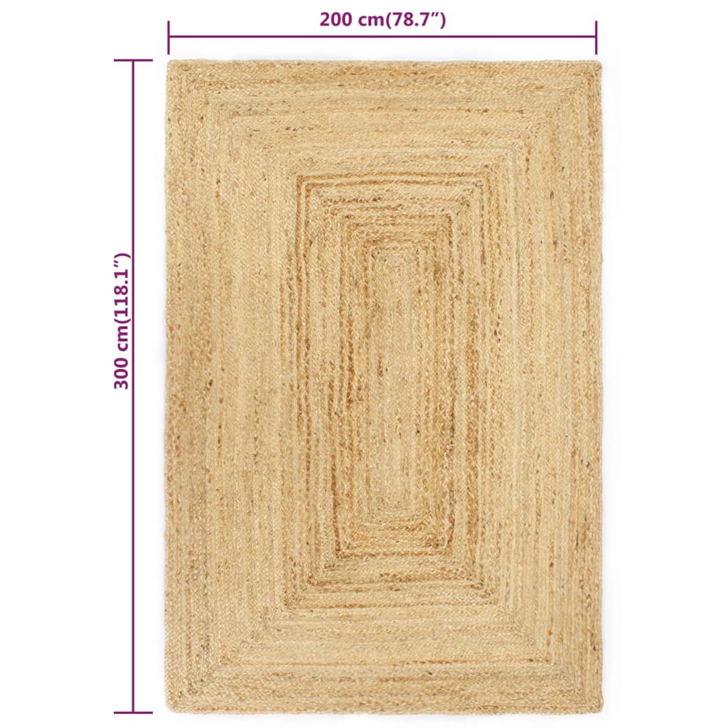 Vloerkleed handgemaakt 200x300 cm jute - AllerleiShop