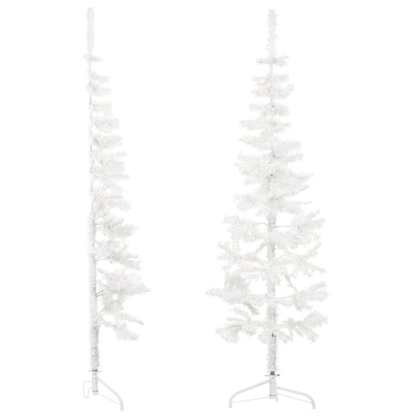 Kunstkerstboom half met standaard smal 120 cm wit - AllerleiShop