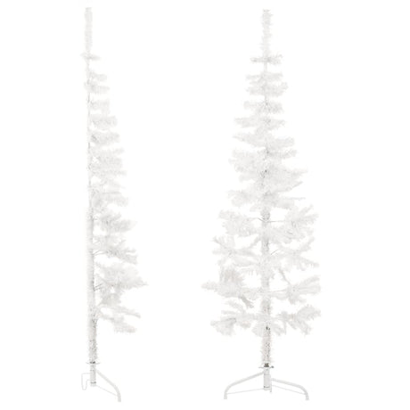 Kunstkerstboom half met standaard smal 150 cm wit - AllerleiShop