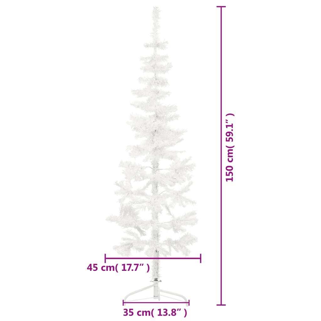 Kunstkerstboom half met standaard smal 150 cm wit - AllerleiShop