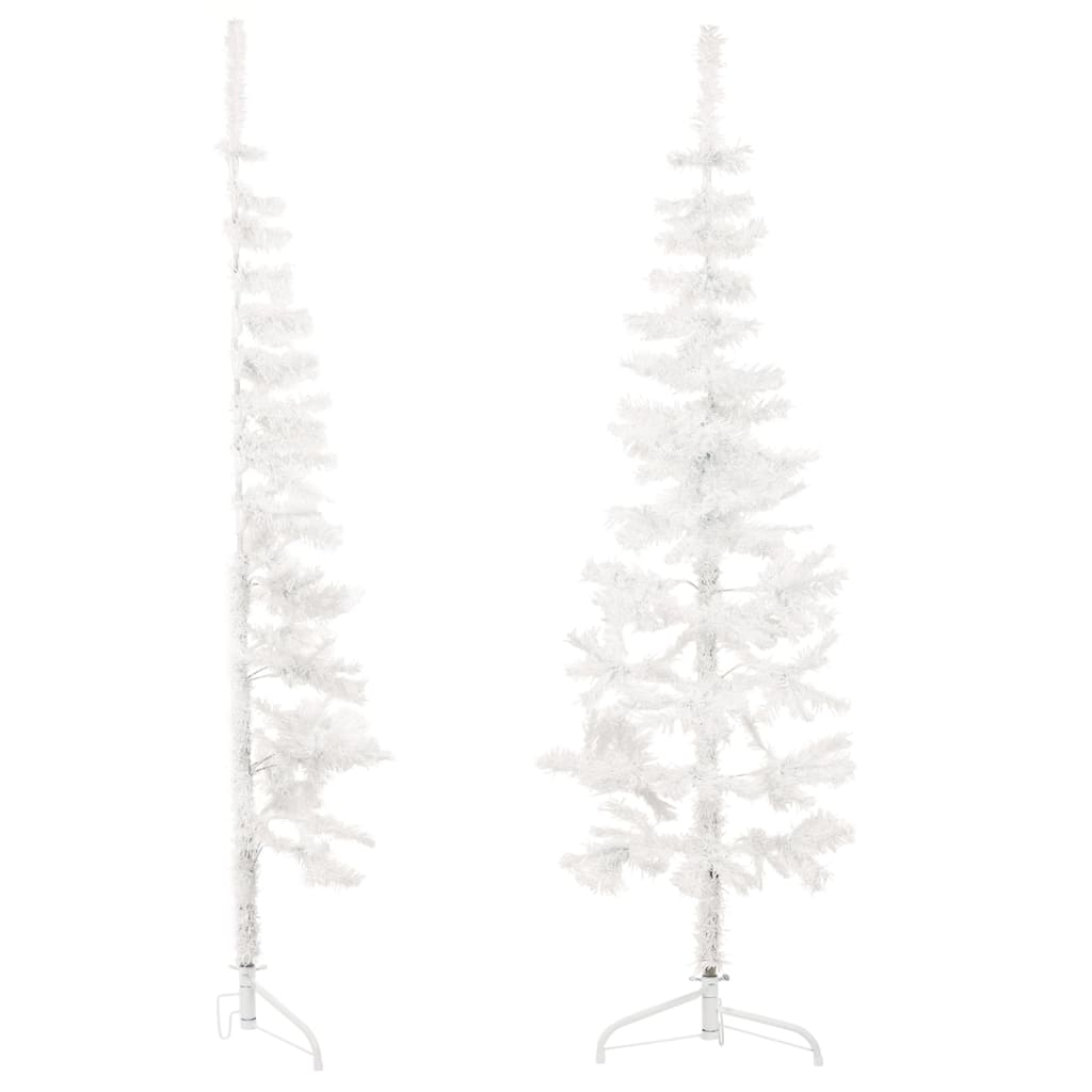 Kunstkerstboom half met standaard smal 180 cm wit - AllerleiShop