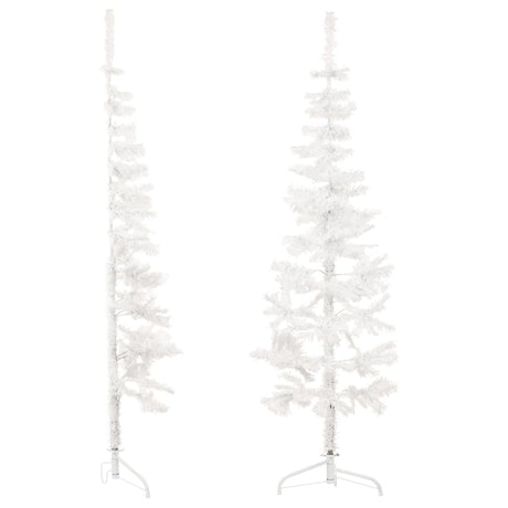 Kunstkerstboom half met standaard smal 180 cm wit - AllerleiShop