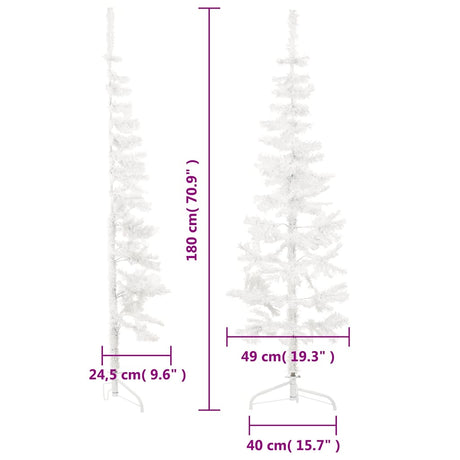 Kunstkerstboom half met standaard smal 180 cm wit - AllerleiShop