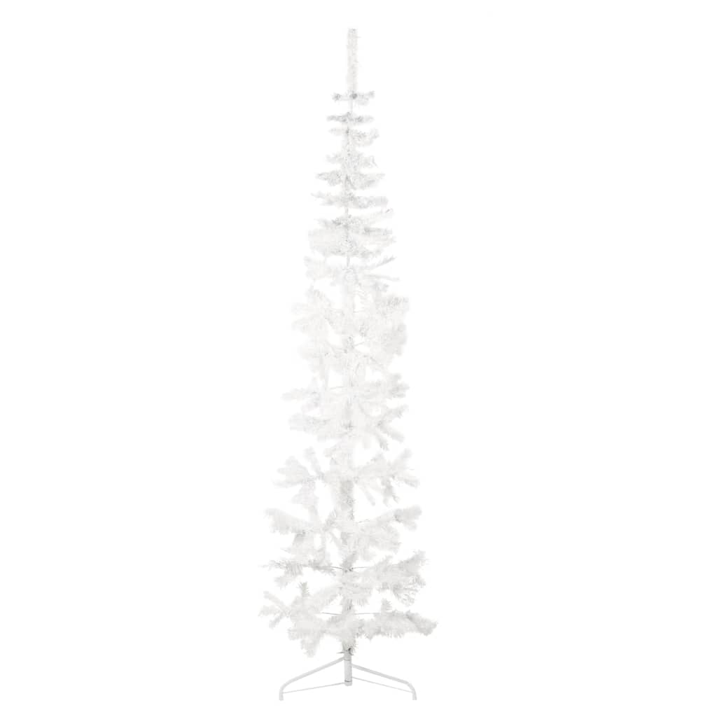 Kunstkerstboom half met standaard smal 210 cm wit - AllerleiShop