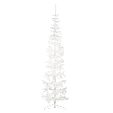 Kunstkerstboom half met standaard smal 210 cm wit - AllerleiShop