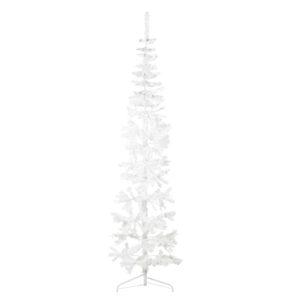 Kunstkerstboom half met standaard smal 210 cm wit - AllerleiShop