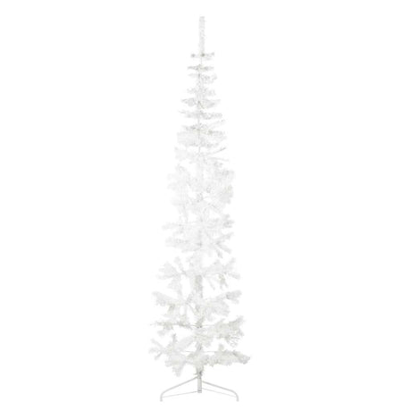 Kunstkerstboom half met standaard smal 210 cm wit - AllerleiShop