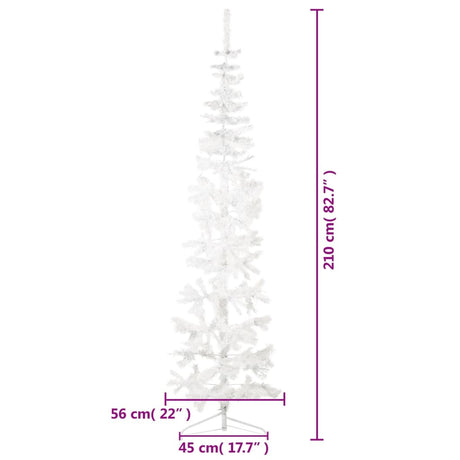 Kunstkerstboom half met standaard smal 210 cm wit - AllerleiShop