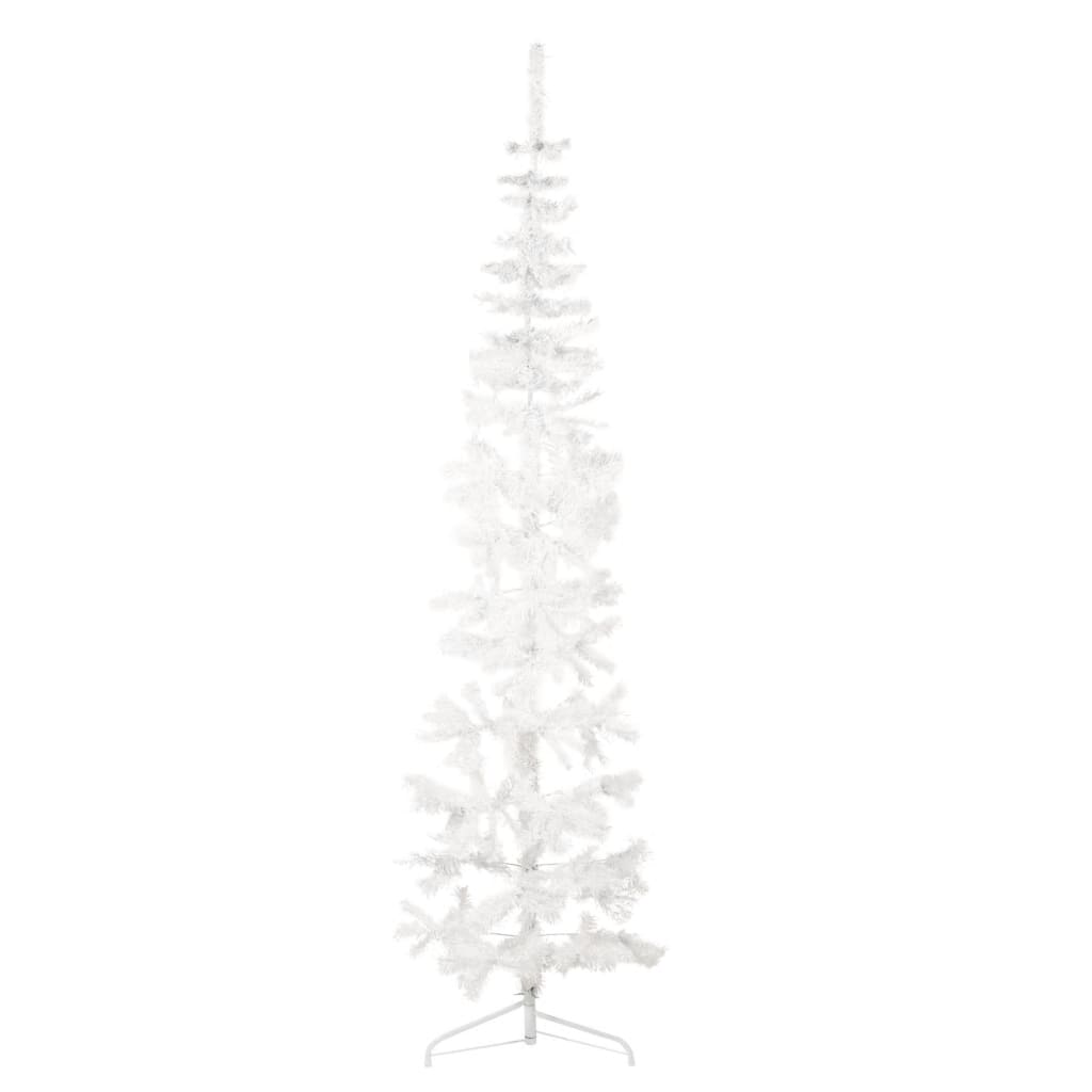 Kunstkerstboom half met standaard smal 240 cm wit - AllerleiShop