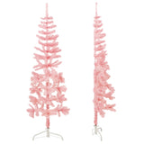 Kunstkerstboom half met standaard smal 120 cm roze - AllerleiShop