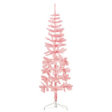 Kunstkerstboom half met standaard smal 120 cm roze - AllerleiShop