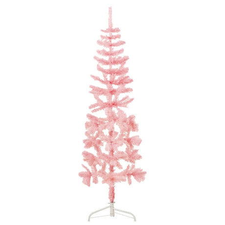 Kunstkerstboom half met standaard smal 120 cm roze - AllerleiShop