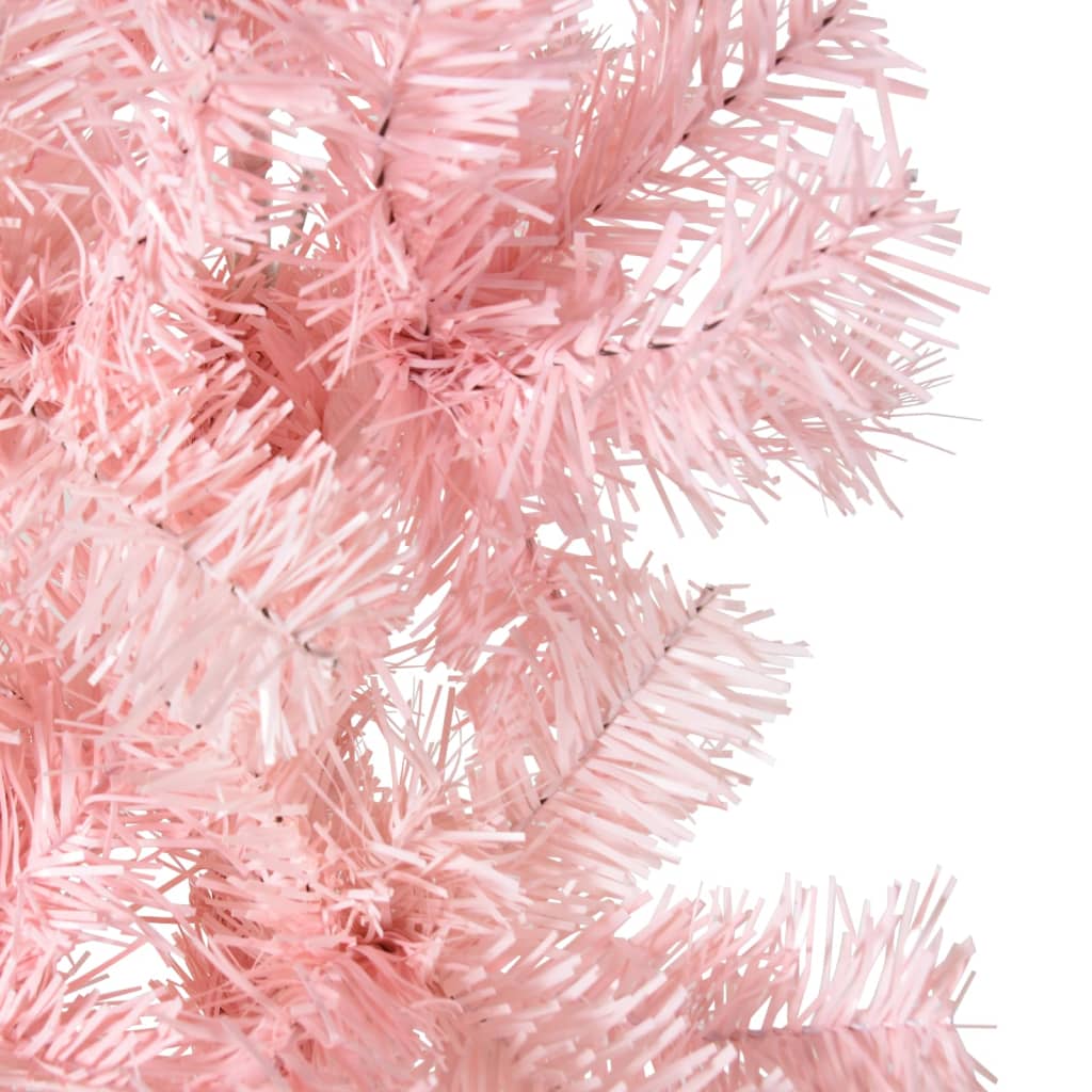 Kunstkerstboom half met standaard smal 120 cm roze - AllerleiShop