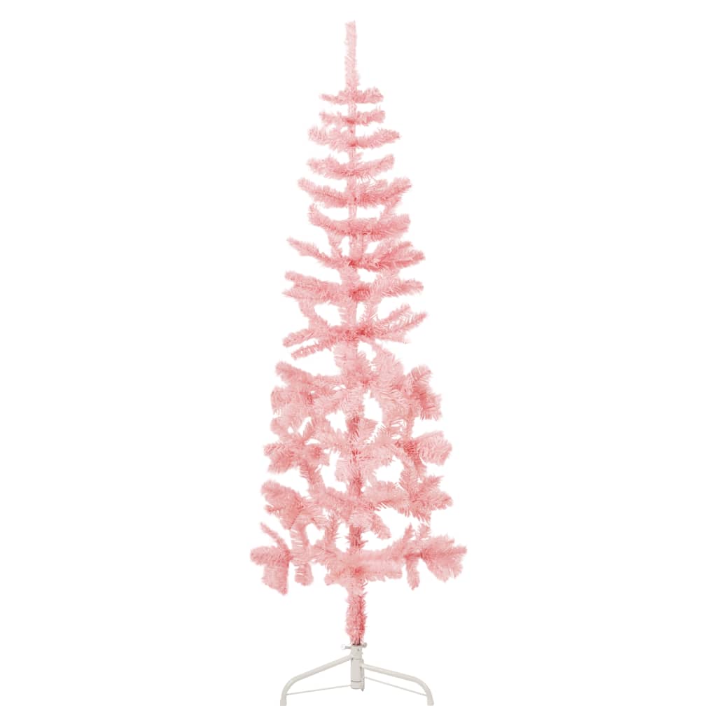 Kunstkerstboom half met standaard smal 150 cm roze - AllerleiShop