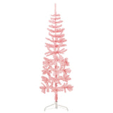 Kunstkerstboom half met standaard smal 150 cm roze - AllerleiShop