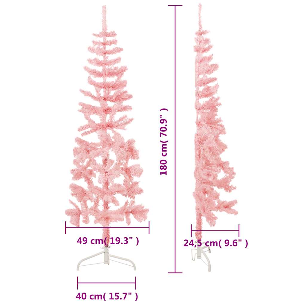 Kunstkerstboom half met standaard smal 180 cm roze - AllerleiShop