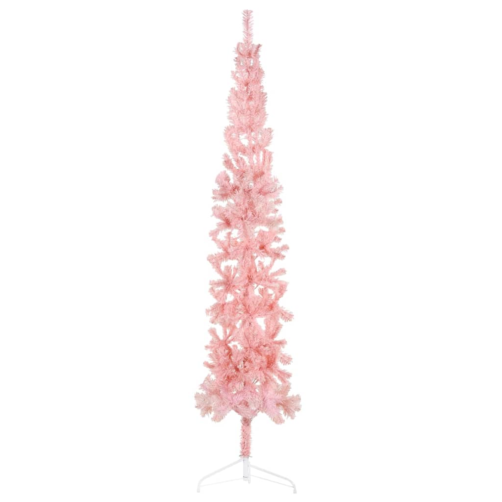 Kunstkerstboom half met standaard smal 240 cm roze - AllerleiShop