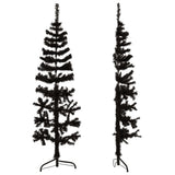 Kunstkerstboom half met standaard smal 120 cm zwart - AllerleiShop