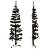 Kunstkerstboom half met standaard smal 150 cm zwart - AllerleiShop