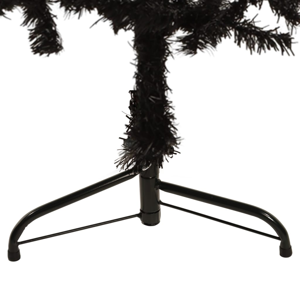 Kunstkerstboom half met standaard smal 150 cm zwart - AllerleiShop