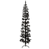 Kunstkerstboom half met standaard smal 210 cm zwart - AllerleiShop