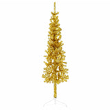 Kunstkerstboom half met standaard smal 120 cm goudkleurig - AllerleiShop