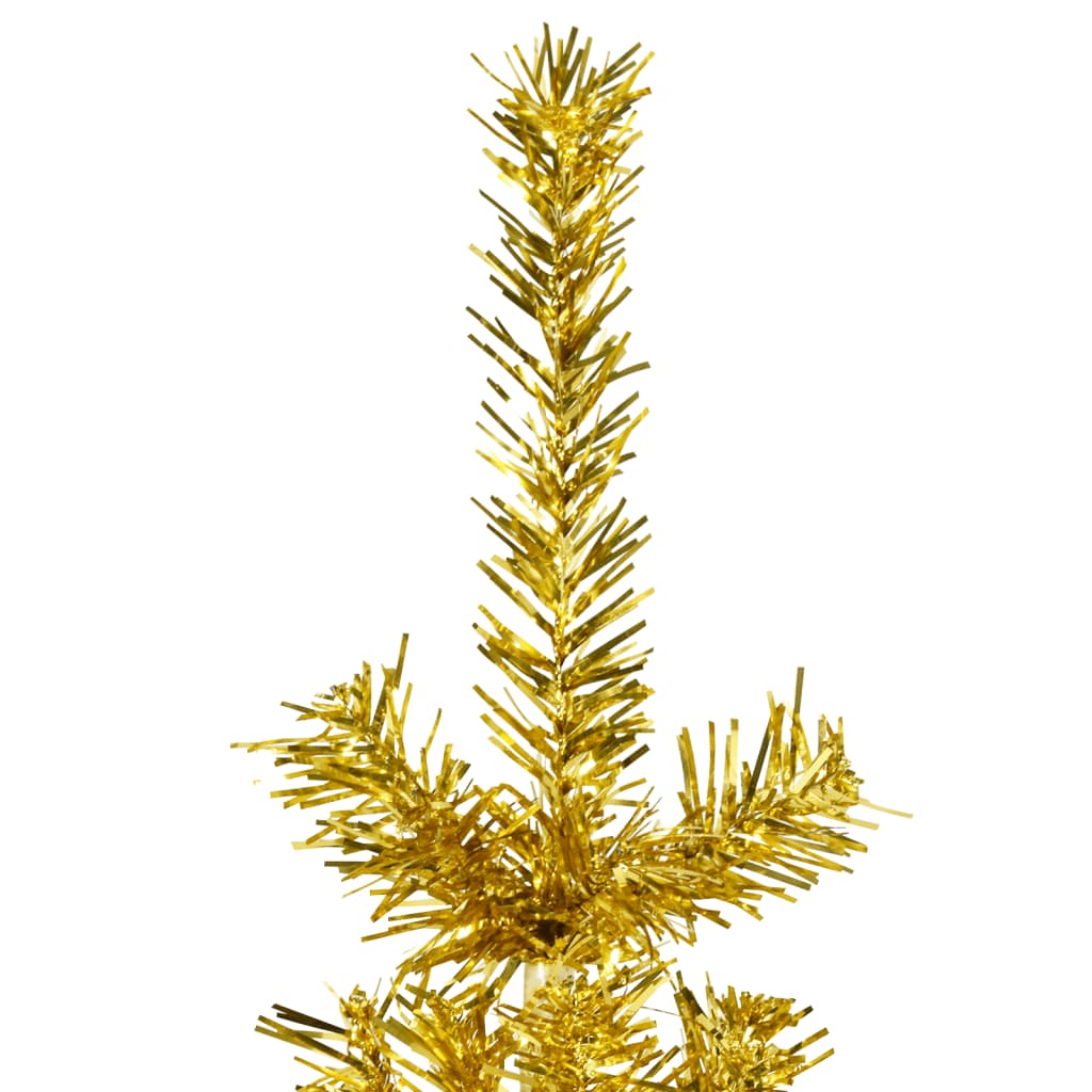 Kunstkerstboom half met standaard smal 120 cm goudkleurig - AllerleiShop