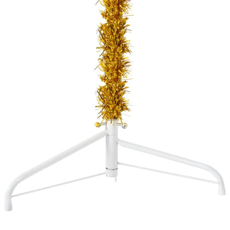 Kunstkerstboom half met standaard smal 240 cm goudkleurig - AllerleiShop