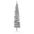 Kunstkerstboom half met standaard smal 210 cm zilverkleurig - AllerleiShop