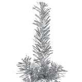 Kunstkerstboom half met standaard smal 210 cm zilverkleurig - AllerleiShop