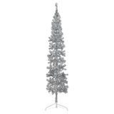 Kunstkerstboom half met standaard smal 240 cm zilverkleurig - AllerleiShop