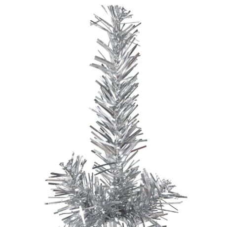 Kunstkerstboom half met standaard smal 240 cm zilverkleurig - AllerleiShop